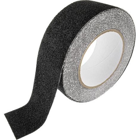 Cinta adhesiva antideslizante negra de 50 mm x 10 m, cinta de seguridad autoadhesiva para escaleras, peldaños, baldosas o suelos. (1/4)
