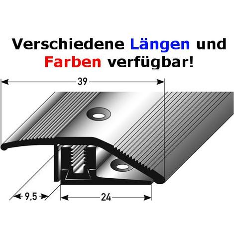Ausgleichsprofil / Anpassungsprofil Laminat "Trail", Höhe 7 - 17 mm, 39 mm breit, 3-teilig, Aluminium eloxiert, gebohrt, Flex-silber-900 (1/2)
