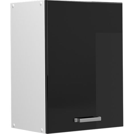 Hängeschrank R-Line, Schwarz Hochglanz, 45 cm mit Tür, Vicco