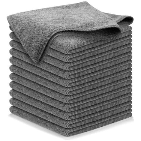 12 gris foncé chiffons de nettoyage en microfibre sans traces - 30 x 30 cm