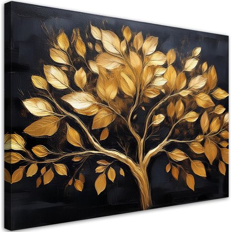 Tableau déco Arbre à feuilles d'or 100x70 (1/5)