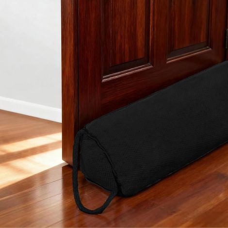 Door Draught Excluder 92 cm Wind and Noise Protection for Door and Window, Washable Fabric, Heavy Weight, Draught Excluder Door and Window Seal (Black) (1/5)