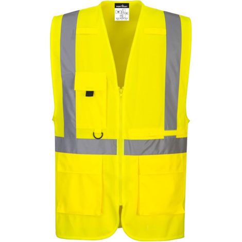 Chaleco de trabajo flúor Executive con abertura frontal multibolsillos C357 M amarillo (1/5)