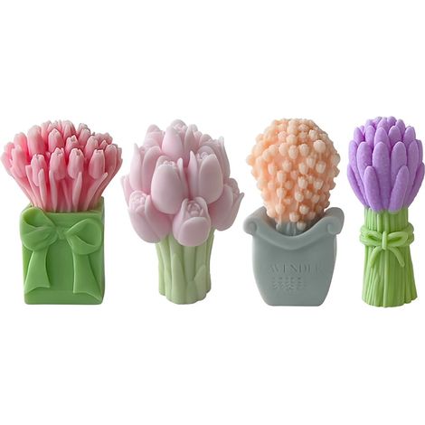 Moule En Silicone - Moule À Tulipes 3D Pour Bougies - Moule À Fleurs Pour Résine Époxy Cire Savon Béton - 1 Pièce (1/5)