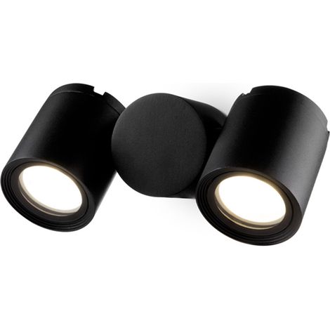 Lampada Da Parete Moderna Per Esterno Alluminio Nero 2 Luci Gu10 50W Ip54