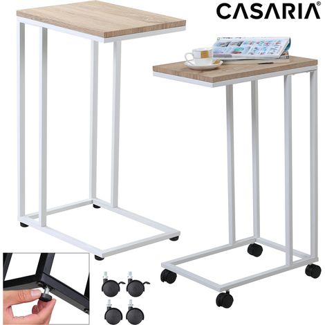 Tavolino da salotto bianco 50x35x65/70cm con ruote