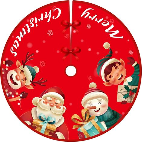 Décorations rustiques pour sapin de Noël (99 cm) : tapis rouge avec motif transparent Père Noël et bonhomme de neige. (1/5)