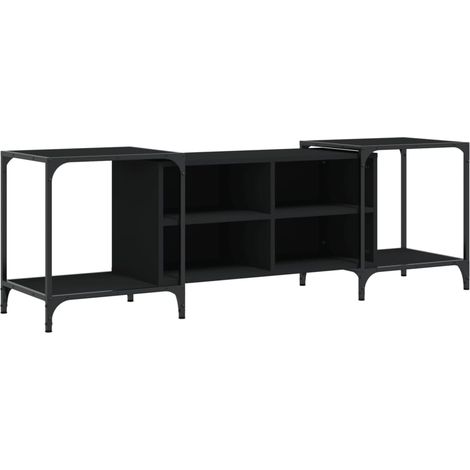 Mueble TV multimedia estantería para televisión buffet para televisión comedor salón dormitorio 153 x 37 x 50 cm madera contrachapada negra 020026037 (1/5)