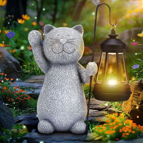 Statue de jardin, lampe solaire, décoration extérieure, éléphant, idée cadeau pour maman, épouse, homme, anniversaire, maison, balcon, terrasse, décoration, gris (1/5)