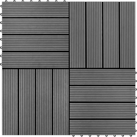 Vidaxl – Carreau de terrasse 11 pcs 30 x 30 cm WPC gris – Assemblage simple sans outils – Pour utilisation intérieure et extérieure – Design moderne (1/5)
