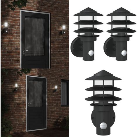 Außenwandleuchten mit Bewegungsmelder 2 Stk. Schwarz Edelstahl - Outdoor-Beleuchtung - Gartenbeleuchtung - Wandleuchte - Bewegungsmelder - LED-Leuchte - Home & Living (1/5)