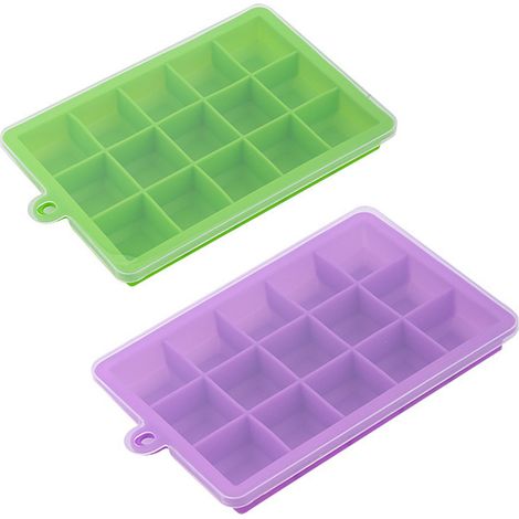 Moule À Glaçons En Silicone - 2 Pièces - 15 Et 24 Compartiments Par Moule - Pour Whisky Aliments Bébé Et Préparations Congelées - Dimensions 19 X 12,3 Cm (1/5)