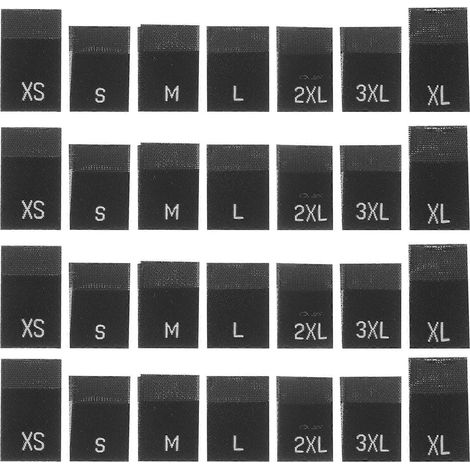 700 étiquettes de taille pour vêtements, étiquettes de couture, étiquettes pour tissus-4x1CM-Black