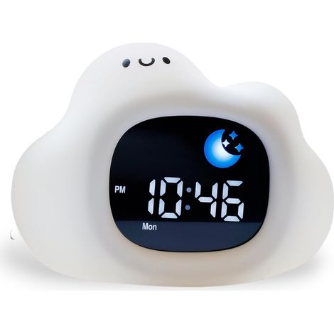 Joli réveil pour enfants avec entraîneur de sommeil Veilleuse et machine sonore pour tout-petits 8 couleurs et 6 sons Rechargeable par USB Parfait pour les tout-petits et les (1/5)