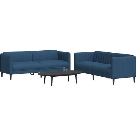 2-tlg. Sofagarnitur Blau Stoff