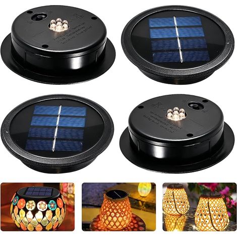 Set di 4 luci solari di ricambio - 11 cm - Copertura solare di ricambio con 7 LED - Pannello solare a LED impermeabile IP65 - Ricambio per luci solari da giardino, lanterne solari e (1/5)