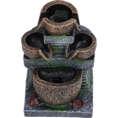 Fontaine d'intérieur design à 3 niveaux, alimentation USB, style moderne et décoratif pour bureau ou maison, 5V (1/5)