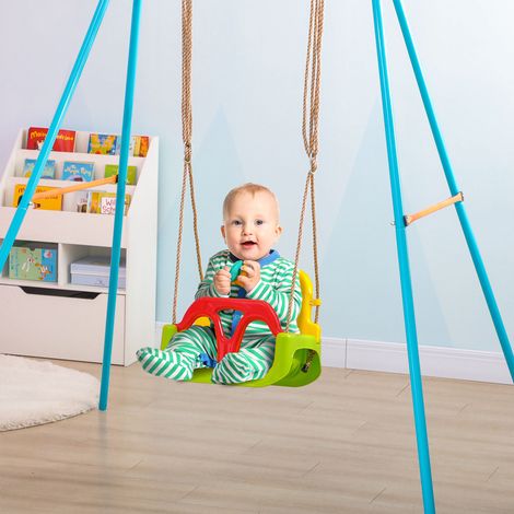 Balançoire pour enfants de 9 à 36 mois en PP et PE avec corde réglable et ceinture, 42x33x120-180 cm (1/5)