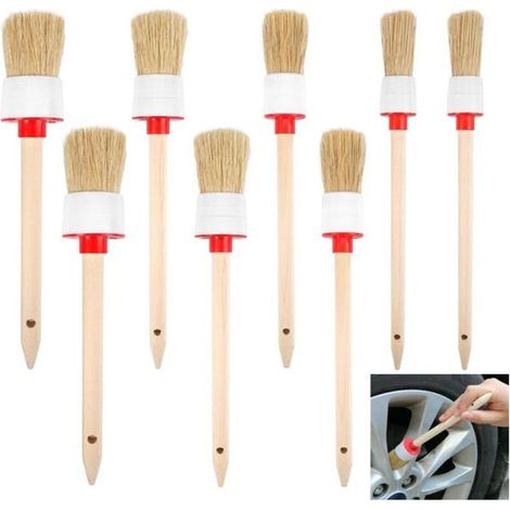 6 pièces pinceaux ronds en bois 20 mm, 25 mm, 30 mm, 35 mm pour pochoirs, peinture murale et décoration intérieure