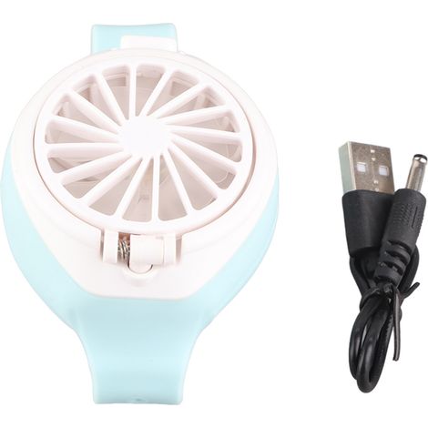 Mini ventilateur portable en forme de cloche pour enfants, rechargeable par USB, avec 3 vitesses de ventilation pour une utilisation en extérieur (bleu)-AquaForge (1/5)