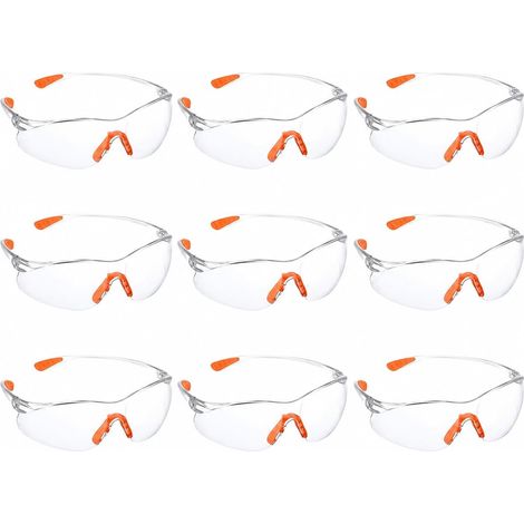 Lot de 9 lunettes de protection transparentes avec verres transparents en caoutchouc - Lunettes de protection pour enfant - Anti-poussière - Pour le tir - Pour homme et femme (1/5)