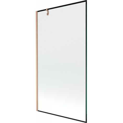 Mexen Next Badewannenabtrennung 1-flügelig 100 x 150 cm, schwarzes Muster, gebürstetes Kupfer - 895-100-000-00-70-65