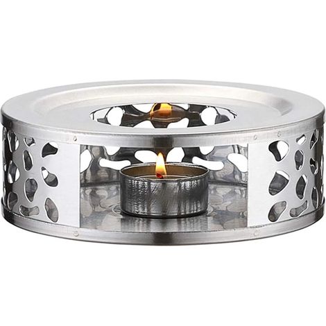 Chauffe-théière/cafetière en acier inoxydable avec porte-bougie chauffe-plat/socle à thé (1/5)