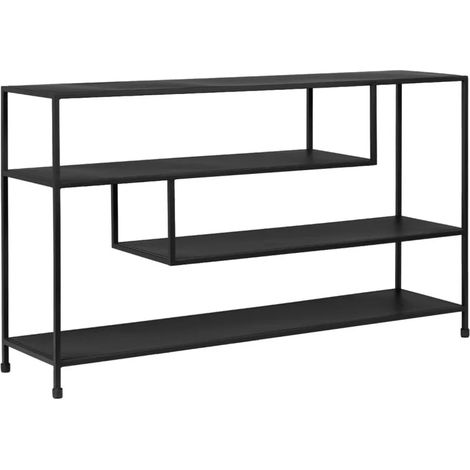 Console 140 cm avec 3 étagères déstructurées en métal noir - PAMELA (1/5)