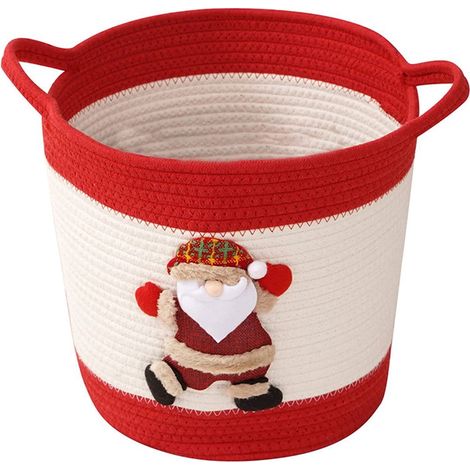 Panier De Rangement - Corde En Coton Tissée À La Main - Décoration De Noël - Organiseur De Bureau Et De Séjour - 1 Pièce (1/5)
