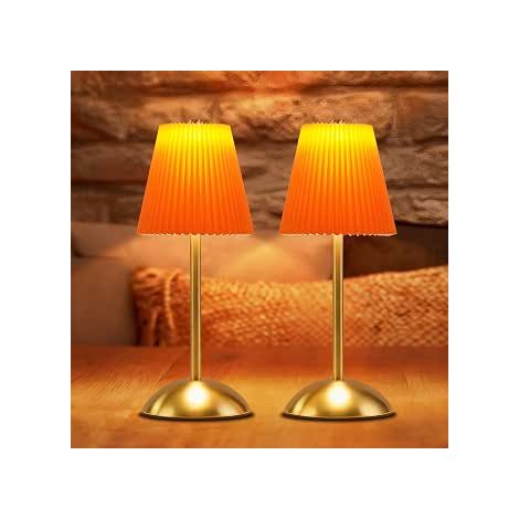 GBLY Lampada da Tavolo Senza Fili 2 Set Batteria Touch Regolabile 3 Temperature Colore Abat-Jour Telo USB Per Camera Soggiorno Sala da Pranzo (1/5)