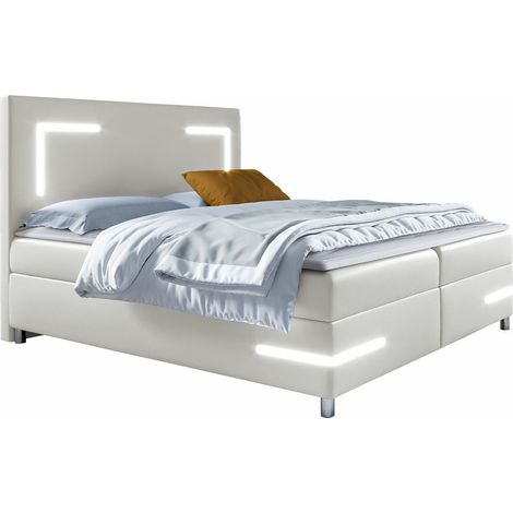 Cama continental Vallis, Soft 017, Individuales, Continental, 120x200, Cuero ecológico, Somieres, 120x212x120cm, LED (1/5)