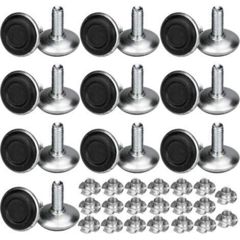 20 Pack Pied Vérin Réglable Pour Meuble, Pied de Nivellement Aevc T-écrou Filetage M8x20x30mm, Vis Support de Nivellement Pieds de meuble, Chaise, Table (1/4)