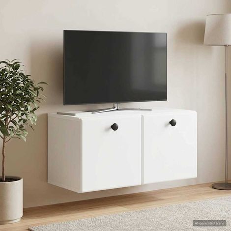 Wandmontierter TV-Schrank 59,5 x 31 x 30 cm Weiß Holzwerkstoff (1/5)
