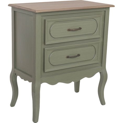 Mesita de noche de madera verde 60x34x70.5h cm (1/5)