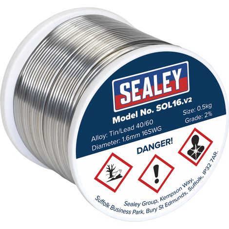 Sealey SOL16 Quick Flow Solder Wire 1.6mm/16SWG 0.5kg Reel