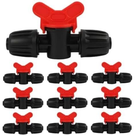 Lot de 10 Vannes Commutation pour Irrigation Goutte à Goutte, Connecteurs Tuyau Barbelés Tube PE 16 mm, Raccords Verrouillage, Idéal Jardin, Agriculture et Serres -