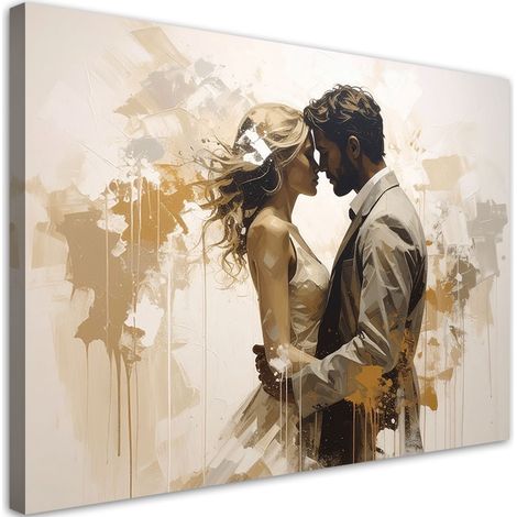 Quadro su tela Coppia romantica in una calda interpretazione pittorica 30x20 (1/5)