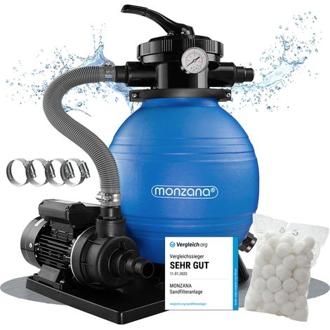 Sand Filter System Top-Mount 7-Way Valve Accessory Robust Powerful 10.2 m³/h Sand Filter Pump Pool Filter 700g Filter Balls Polysphere