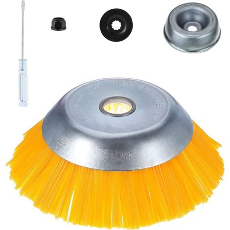 Brosse de désherbage en nylon - Tête de coupe-herbe ronde universelle - Outil de jardinage durable - Désherbage domestique - 200 mm x 25,4 mm (1/5)