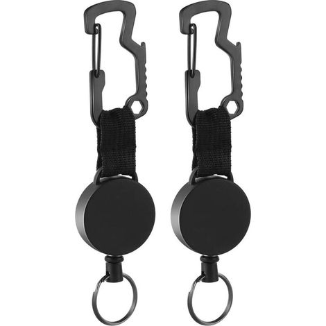 Porta credencial retráctil Ulisem con carrete, de plástico duro duradero, color negro (1/4)
