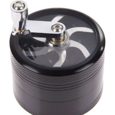Mini-Gewürzmühle (40 mm) mit 4 Lagen, Handkurbel, aus Metall (Zinklegierung), schwarz (1/5)