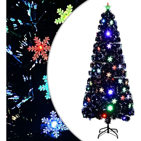 Weihnachtsbaum mit LED-Schneeflocken Schwarz 240 cm Fiberoptik (1/5)