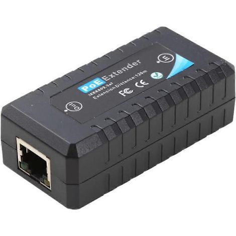 Extendeur PoE à port unique, prend en charge l'Ethernet 10/100 Mbps, conforme à la norme d'entrée/sortie IEEE 802.3Af, compatible avec les caméras IP, distance de transmission de 120 mètres. (1/5)