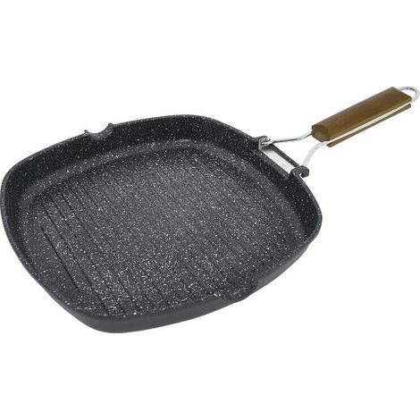 Sartén de inducción antiadherente Jata GMA28 Stonite, parrilla de aluminio fundido, apta para todo tipo de cocinas, incluida la (1/3)