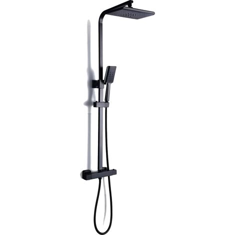Conjunto mezclador de ducha, control de temperatura confortable, funciones de ahorro de agua, negro. (1/2)