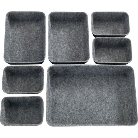 Organisateurs en feutre pour tiroirs – Lot de 7 pièces – Dimensions variées 20x5x28,5cm, 19x5x14cm, 13x5x9cm – 100% polyester recyclé (1/5)