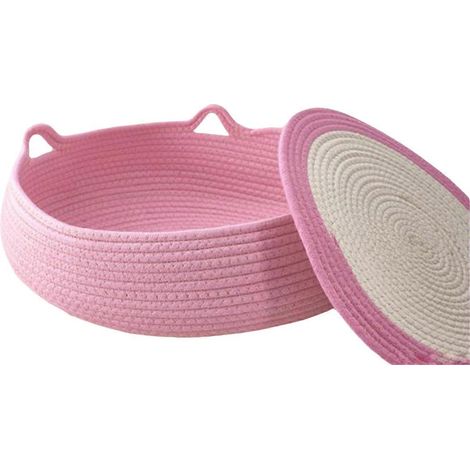 Katzenhütte, kleine runde Hundehütte aus Baumwollseil, kleines Häuschen, rosa