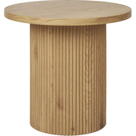 ANKARA - Table d'appoint Ronde Pied Central Relief MDF Effet bois naturel (1/5)