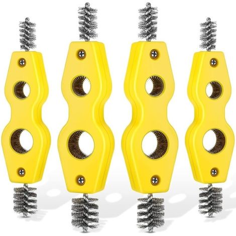Set di 4 spazzole per la pulizia di tubi in rame, spazzola 4 in 1 per tubi in rame, pulisce dentro e fuori, pulisce filettature, strumento di pulizia per idraulici per l'installazione (1/5)
