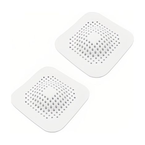 Filtre à cheveux pour baignoire et évier en silicone – 2 pièces avec ventouse – Pour salle de bain et cuisine – Blanc – OUYLAF